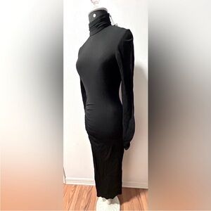 Zara Floor Length Elegant Black Turtleneck Dress Women Size XS NWT